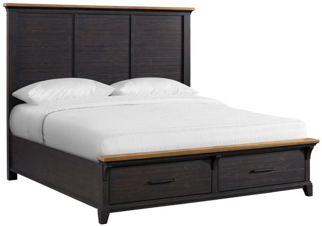 Elements International Montrose Brown/Espresso King Panel Storage Bed-0