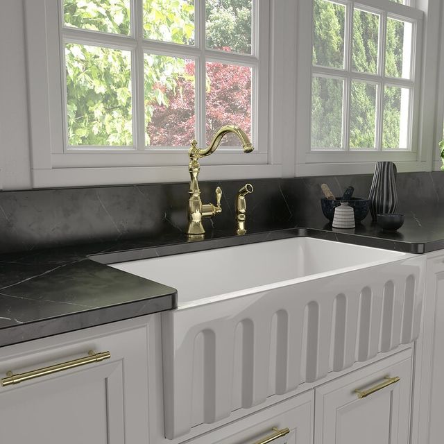 ZLINE Autograph Edition Polished Gold Rembrandt Single Handle Kitchen Faucet and Side Sprayer-2