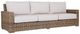 Sunset West Havana Aged Tobacco Resin Wicker Outdoor Sofa with Canvas Flax Cushion-0