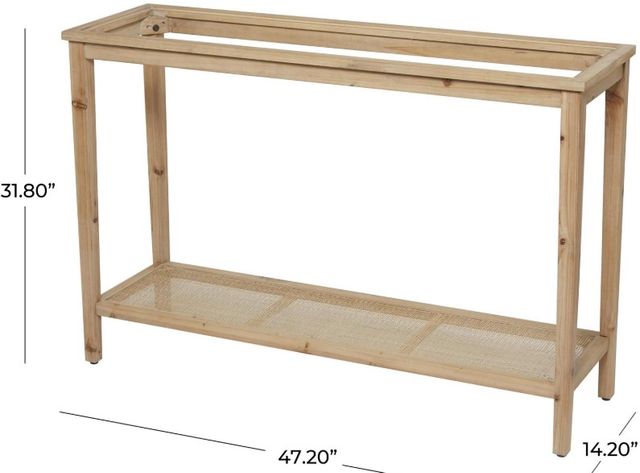 Deco Marche Glass Top Console Table with Glass Top and Brown Base-2