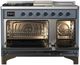 Ilve® Majestic III 48" Blue Gray Pro Style Dual Fuel Liquid Propane Range with 5 Black Brass Burners and Burnished Trim-1