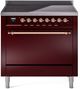 Ilve® Nostalgie II Series 36" Burgundy Pro Style Induction Range-0