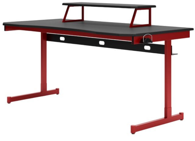 Signature Design by Ashley® Lynxtyn Black/Red Office Desk with Raised Monitor Stand-2