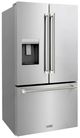 ZLINE Autograph Edition 36" 28.9 Cu. Ft. Stainless Steel Standard-Depth French Door Fingerprint-Resistant Refrigerator with External Water Dispenser and Dual Ice Maker in Polished Nickel Helix Handles-2