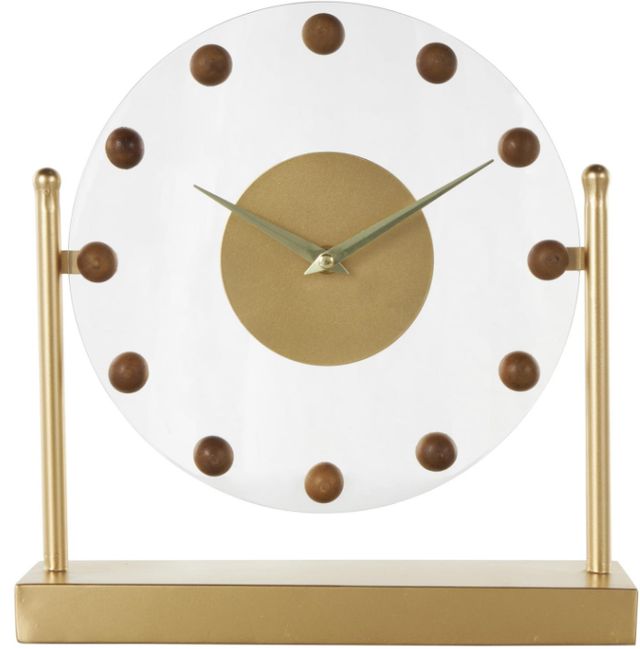 Deco Marche Gold Acrylic Face Clock with Wood Ball Accents-0