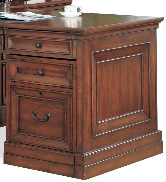 aspenhome® Richmond Brown Burgundy Rolling Filing Cabinet-0