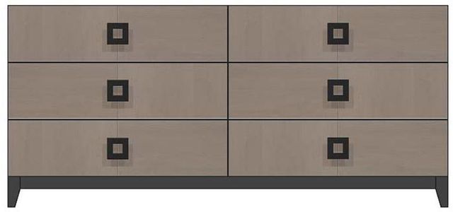 Country View Woodworking Customizable American Modern 72" Square Black 6-Drawer Wood Legs Dresser-0