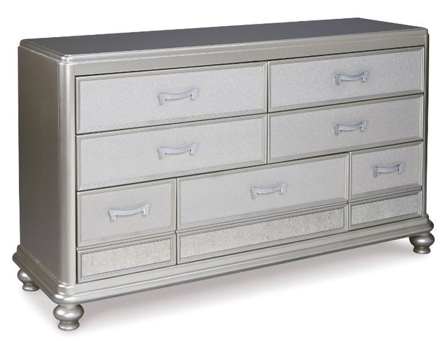 Signature Design by Ashley® Coralayne 6-Piece Silver California King Panel Bed Set-2