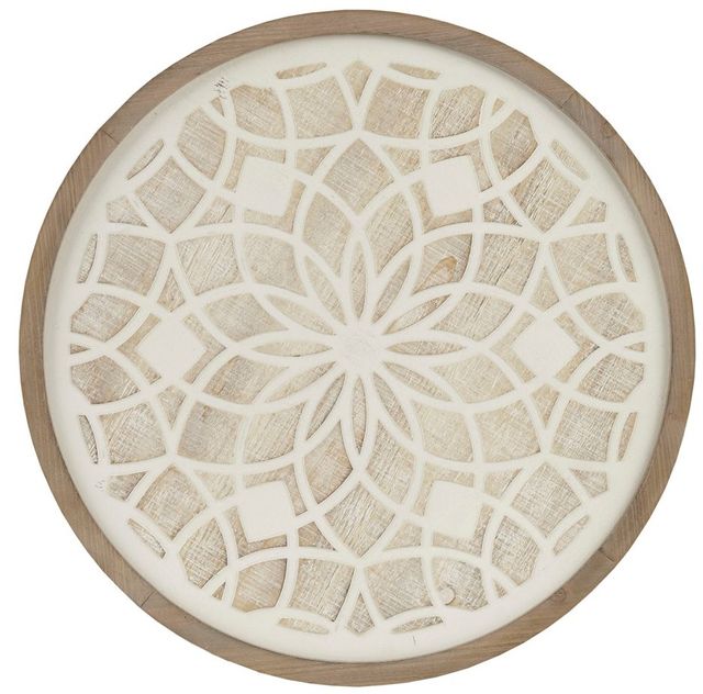 Olliix by Madison Park Leah Natural and White Medallion Wood Wall Decor-0