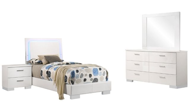 Coaster® Felicity 4-Piece White High Gloss Youth Twin Panel Bedroom Set-0