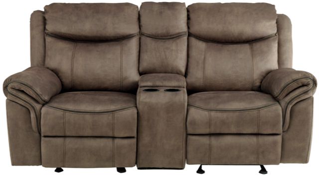 Homelegance® Aram Brown Manual Glider Double Reclining Loveseat-2