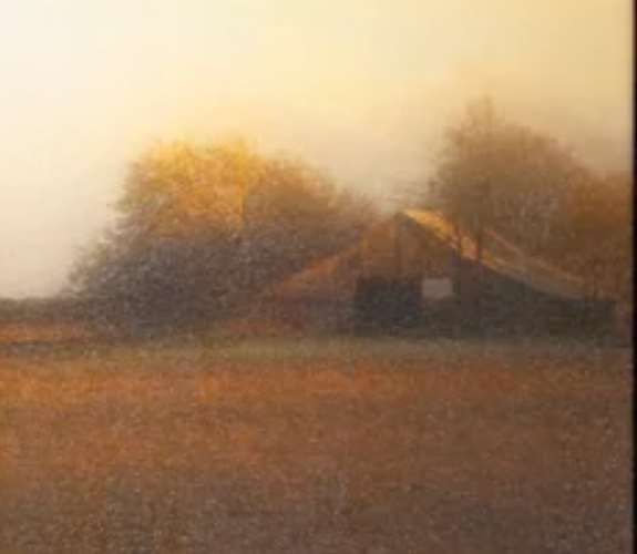 Stylecraft Barn on a Foggy Morning Brown/Dark Brown/Off-White Wall Art -1