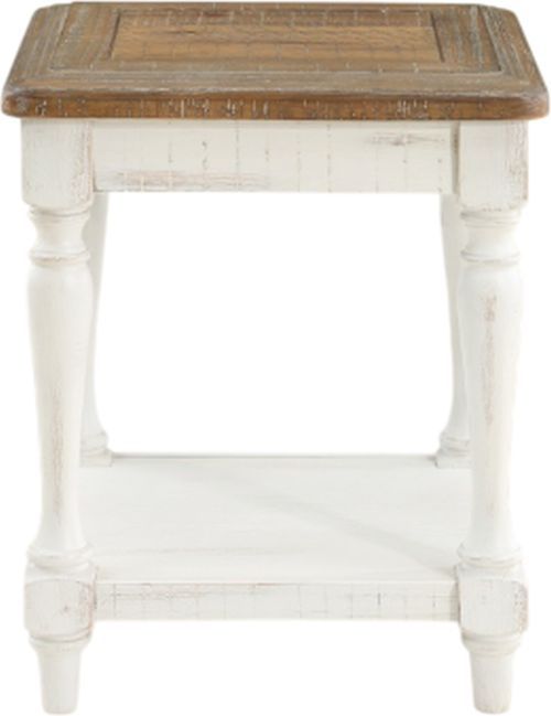 Winners Only® Augusta Rustic Brown Top End Table with White Base-2