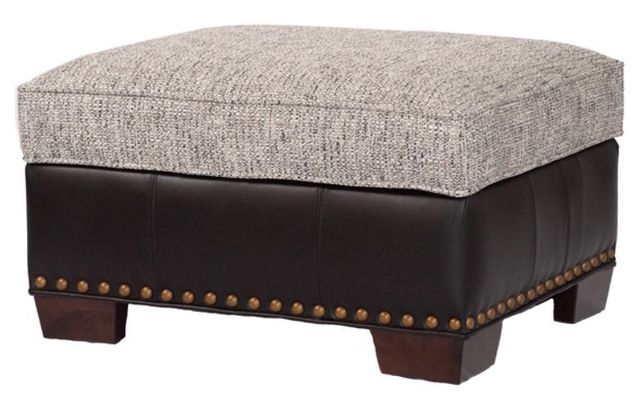 Marshfield Furniture Baldwin (Leather) Black/Light Gray Storage Ottoman-0