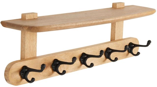 Deco Marche Brown Single Shelf Wall Hook with 5-Hooks-0