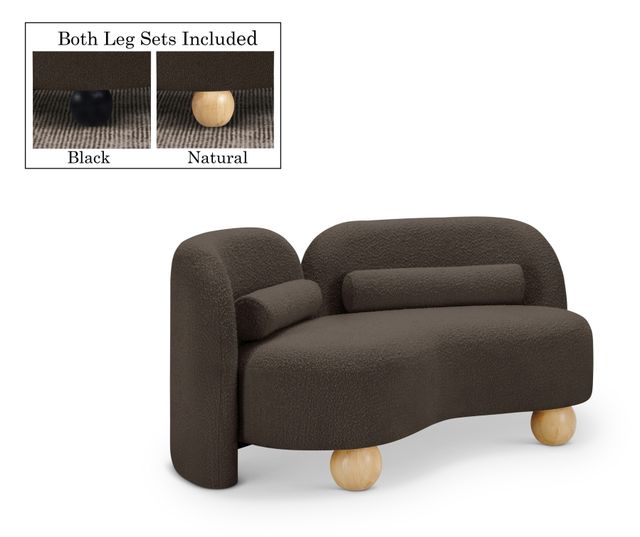 Meridian Furniture Daphne Brown 64" Boucle Fabric Loveseat-1