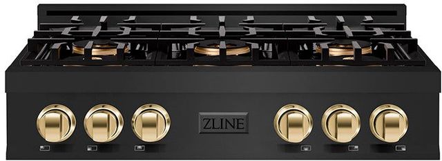 ZLINE Classic Autograph Edition 36" Black Stainless Steel Gas Rangetop with Polished Gold Accents-0