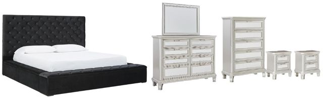 Signature Design by Ashley® Lindenfield 6-Piece Silver California King Upholstered Storage Bed Set-0