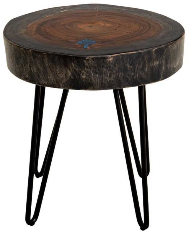 International Furniture Direct Parota Epoxy Stained Brown Chairside Table with Black Base-0