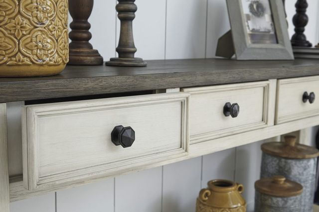 Signature Design by Ashley® Bolanburg Weathered Gray Sofa Table with Antique White Base-2