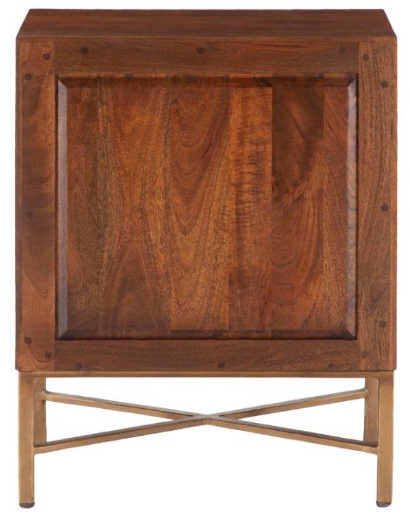 Home Trends & Design Cosmopolitan Antique Brass/Honey Brown Nightstand-3