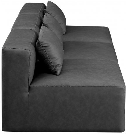 Meridian Furniture Cube 3-Piece Gray Vegan Leather Armless Sofa-2