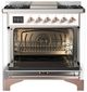 Ilve® Majestic III 36" White Pro Style Dual Fuel Natural Gas Range with Solid Door and Copper Trim-1