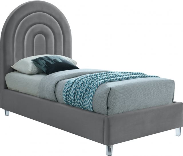 Meridian Furniture Rainbow Gray Twin Upholstered Panel Bed-0