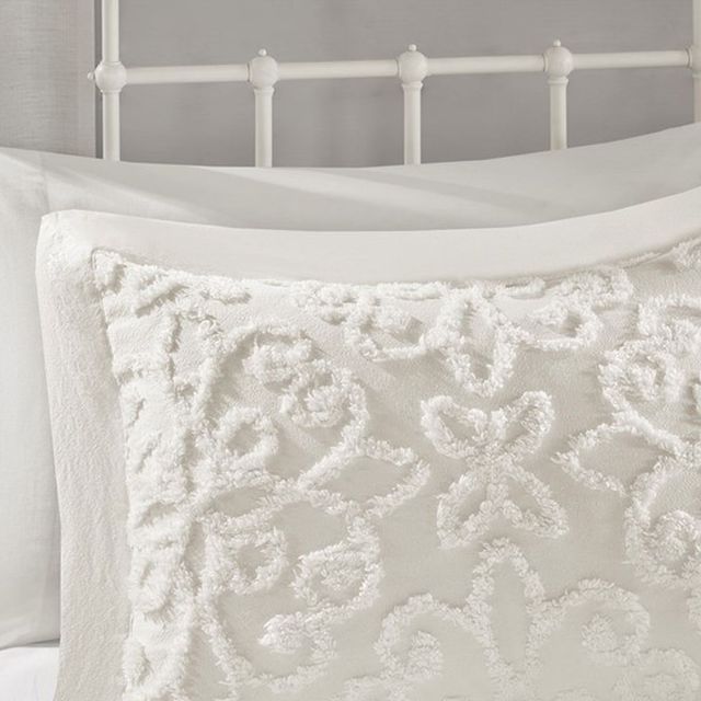 Olliix by Madison Park White King/California King Sabrina 3 Piece Tufted Cotton Chenille Bedspread Set-2