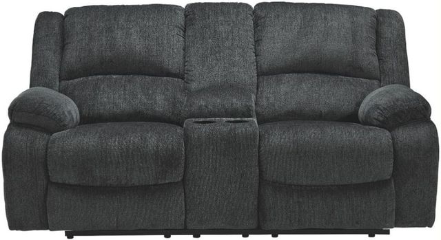 Signature Design by Ashley® Draycoll Slate Manual Reclining Loveseat and Console-1
