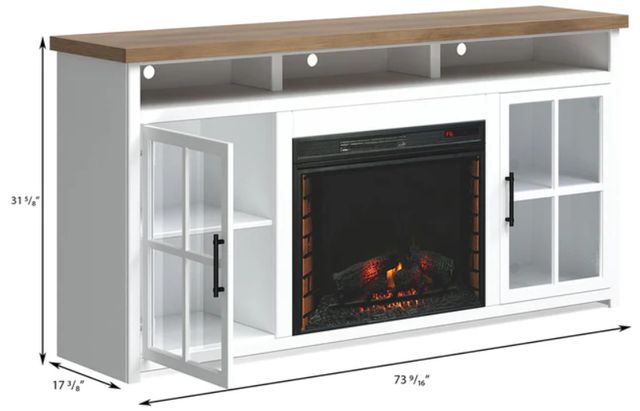 Legends Home Hampton Barnwood/Jasmin White 74" Fireplace Console-2
