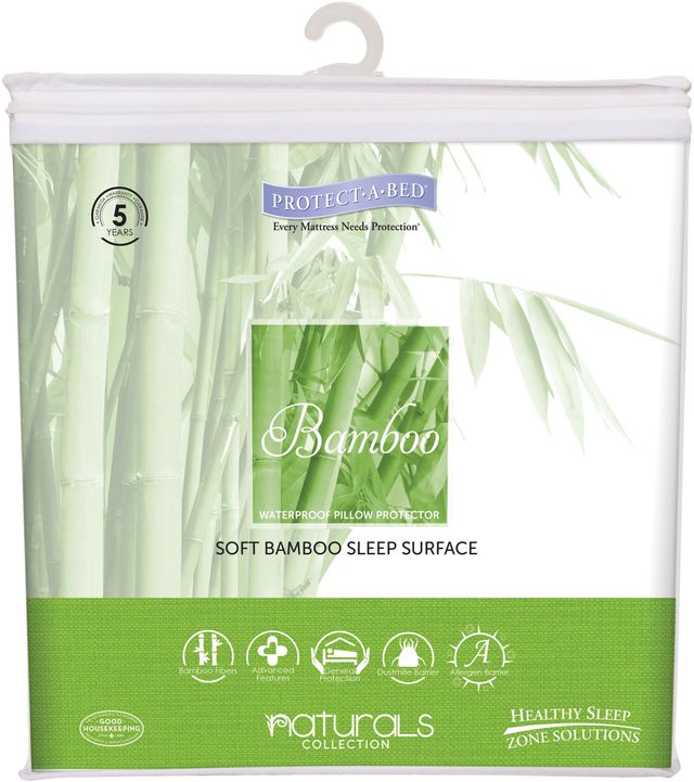 Protect-A-Bed® Naturals White Bamboo Waterproof Standard Pillow Protector-0