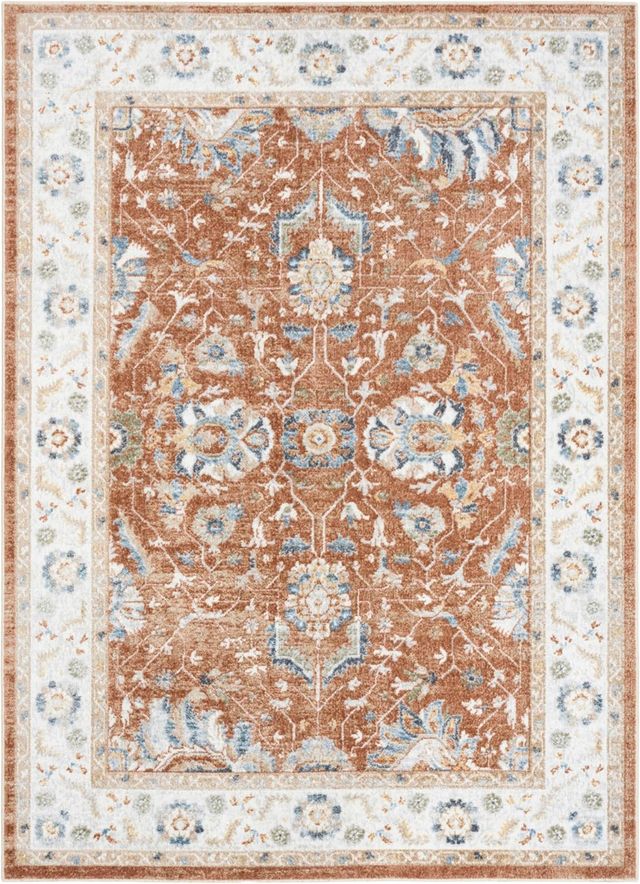 Nourison Home™ Astra Machine Washable Rust Ivory 5'x7' Area Rug-0