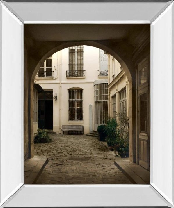 Classy Art Marais Courtyard by Milla White Mirrored Frame Wall Art-0