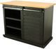 American Heartland Manufacturing Rustic Antique Black Shutter Door Kitchen Island with Oak Top-1