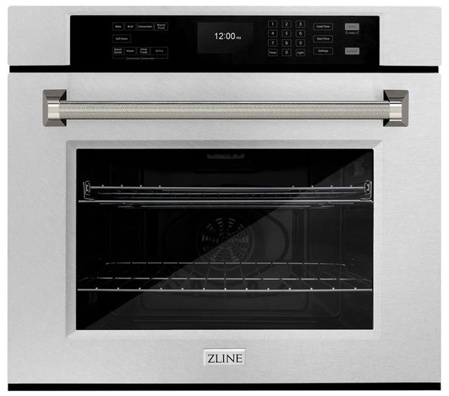 ZLINE Autograph Edition Professional 30" Stainless Steel True Convection Single Wall Oven with Air Fry and Self Clean with Polished Nickel Helix Handle -0