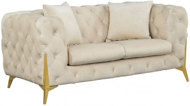 Meridian Furniture Kingdom Cream Velvet Loveseat-0