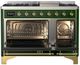 Ilve® Majestic III 48" Emerald Green Pro Style Dual Fuel Natural Gas Range with Solid Door and Brass Trim-1