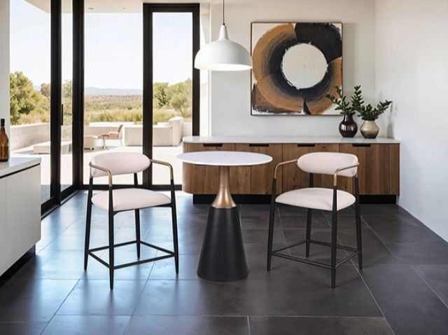 Furniture of America® Streatham White Dining Table with Black/Gold Base-1