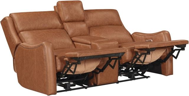 Parker House® Channing Renaissance Cinnamon Leather Power Reclining Loveseat with Console P3-3