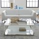 Modus Furniture Jasper Glass Top Square Coffee Table with Stainless Steel Base-1