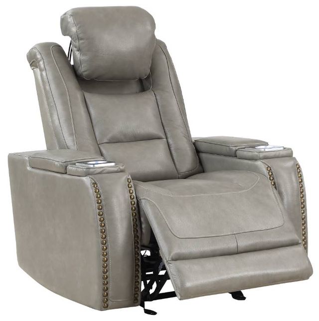 New Classic® Home Furnishings Breckenridge Light Gray Power Glider Recliner-3