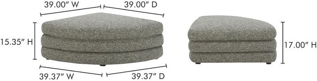 Moe's Home Collection Lowtide Stone Tweed Curved Ottoman-2