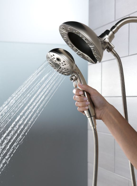 Delta Universal Showering Lumicoat® Stainless 1.75 GPM H2Okinetic® In2ition® 5-Setting Two-in-One Shower-1