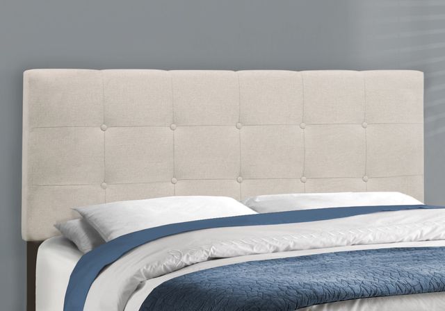 Monarch Specialties Inc. Beige Linen Queen Bed-2