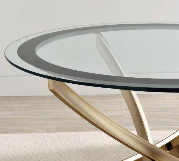 Coaster® Brooke Glass Top End Table with Rose Brass Base-3