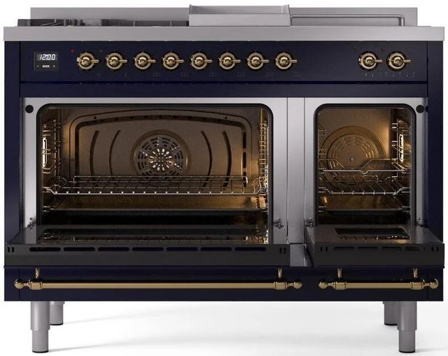 Ilve® Nostalgie II Series 48" Midnight Blue Pro Style Dual Fuel Range-1