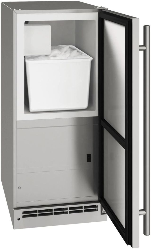 U-Line® Outdoor 15" Stainless Solid Ice Maker-1