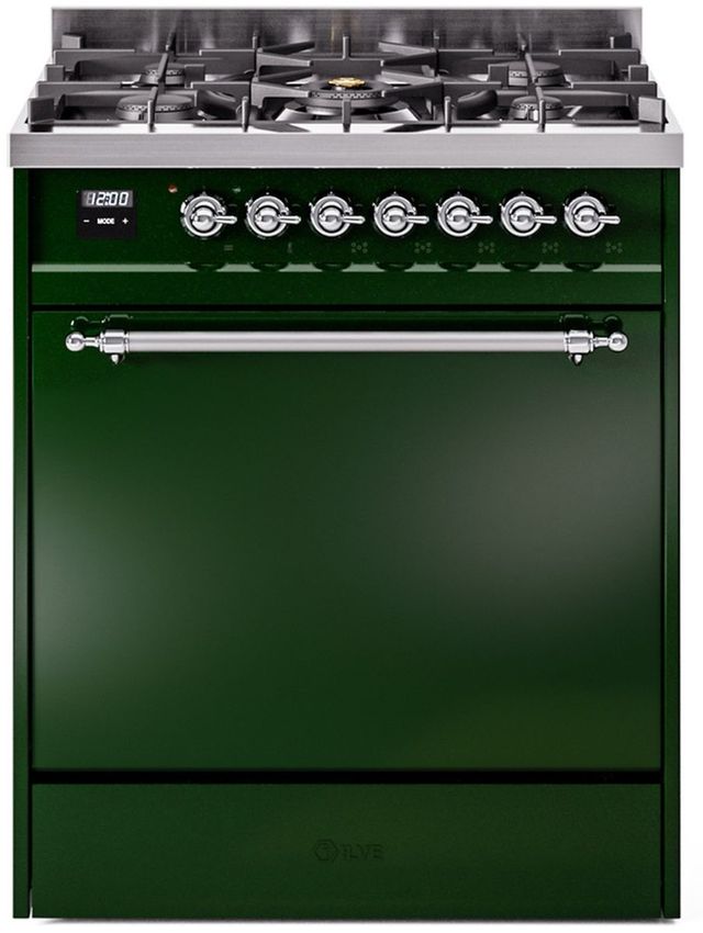 Ilve® Nostalgie II Series 30" Emerald Green Pro Style Dual Fuel Range-0