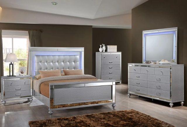 American Wholesale Furniture Valentino 3-Piece Silver Queen Bedroom Set-1